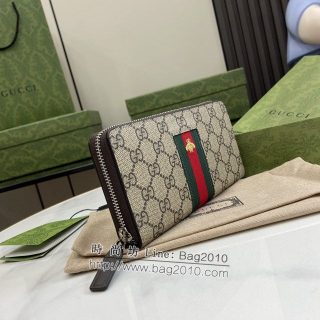 Gucci專櫃古馳最新款飾GG細節拉鏈錢包男士長夾錢包 jh2249型號：408831